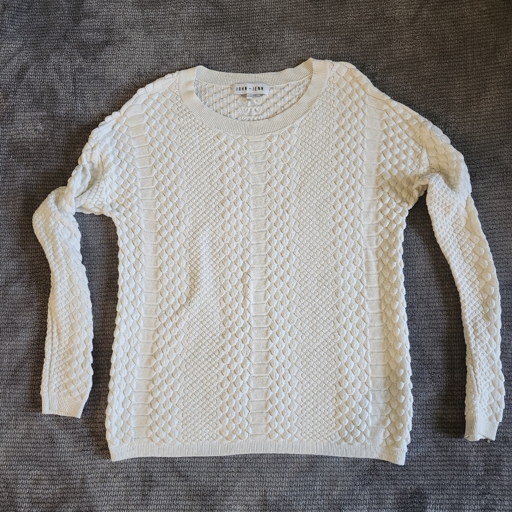 John And Jenn Womens Ivory Textured Sweater, Sz XS, Longsleeve Anthropologie